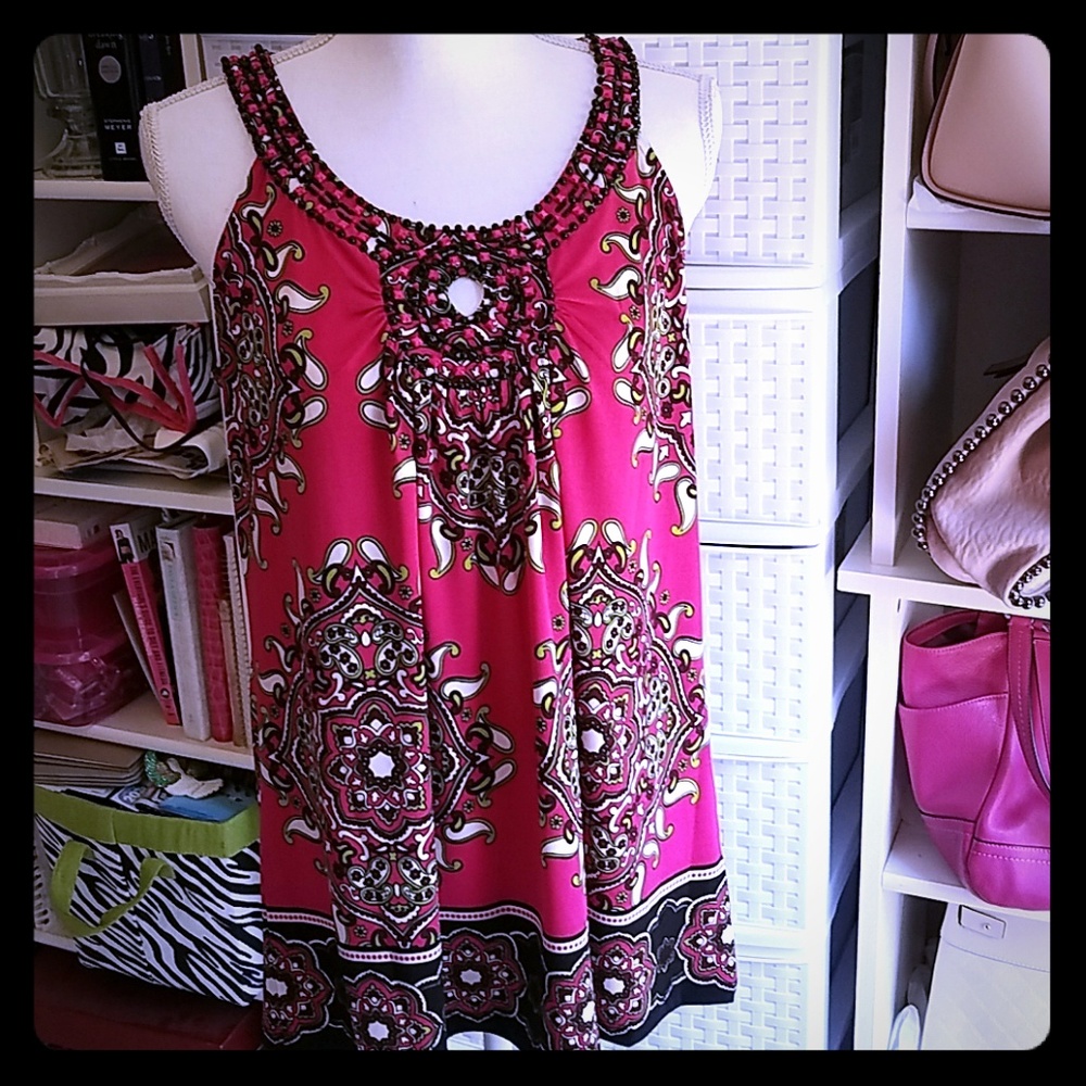 Madison Pink and Black Blouse Size Medium